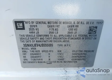 2018 Chevrolet Equinox Lt from USA, damaged, VIN 3GNAXJEV4JS555089